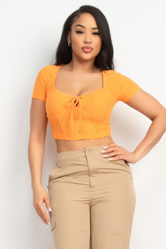 Crop Top Orange Front Tie