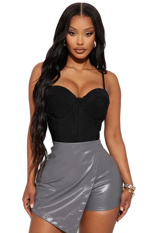 Bodysuit Top High Compression Tummy Control With Back Zipper and Adjustable Straps