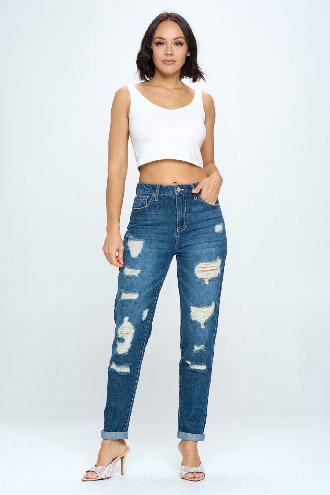 High Waist Ripped Jeans