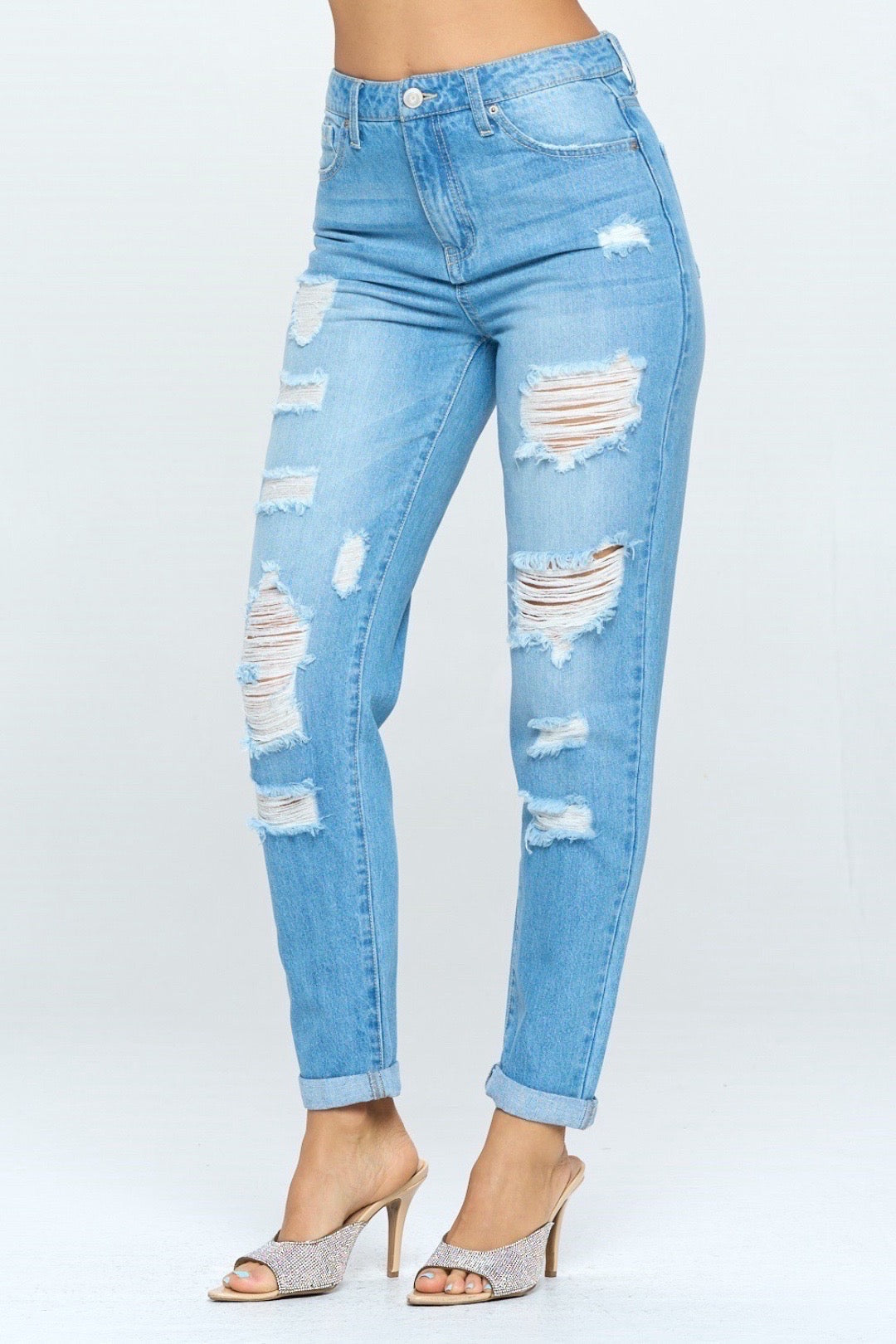 High Waist Ripped Jeans