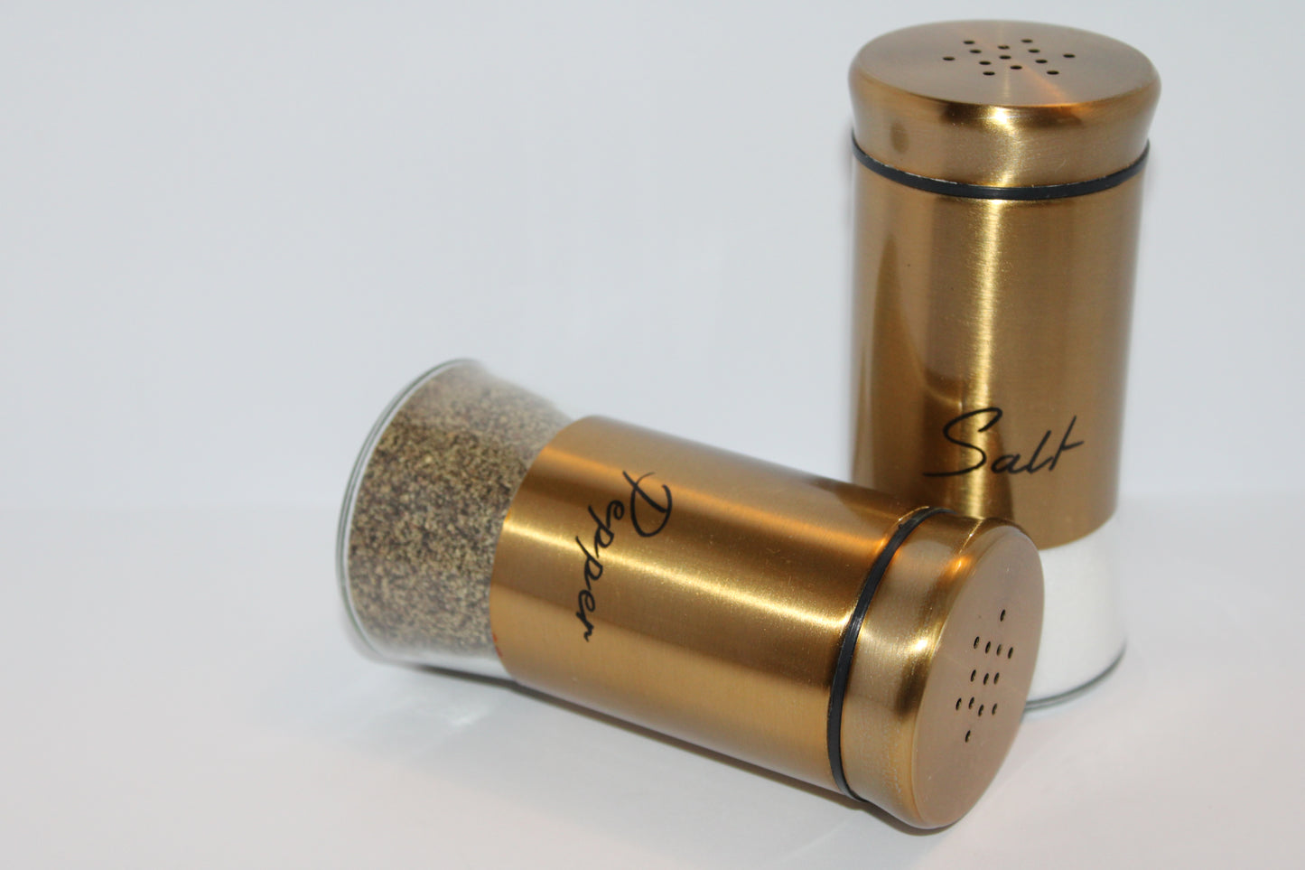Salt and Pepper Set Gold Elegant Shakers 2Pc