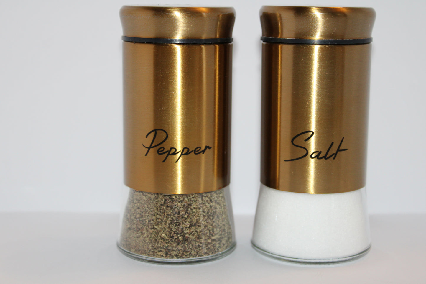 Salt and Pepper Set Gold Elegant Shakers 2Pc