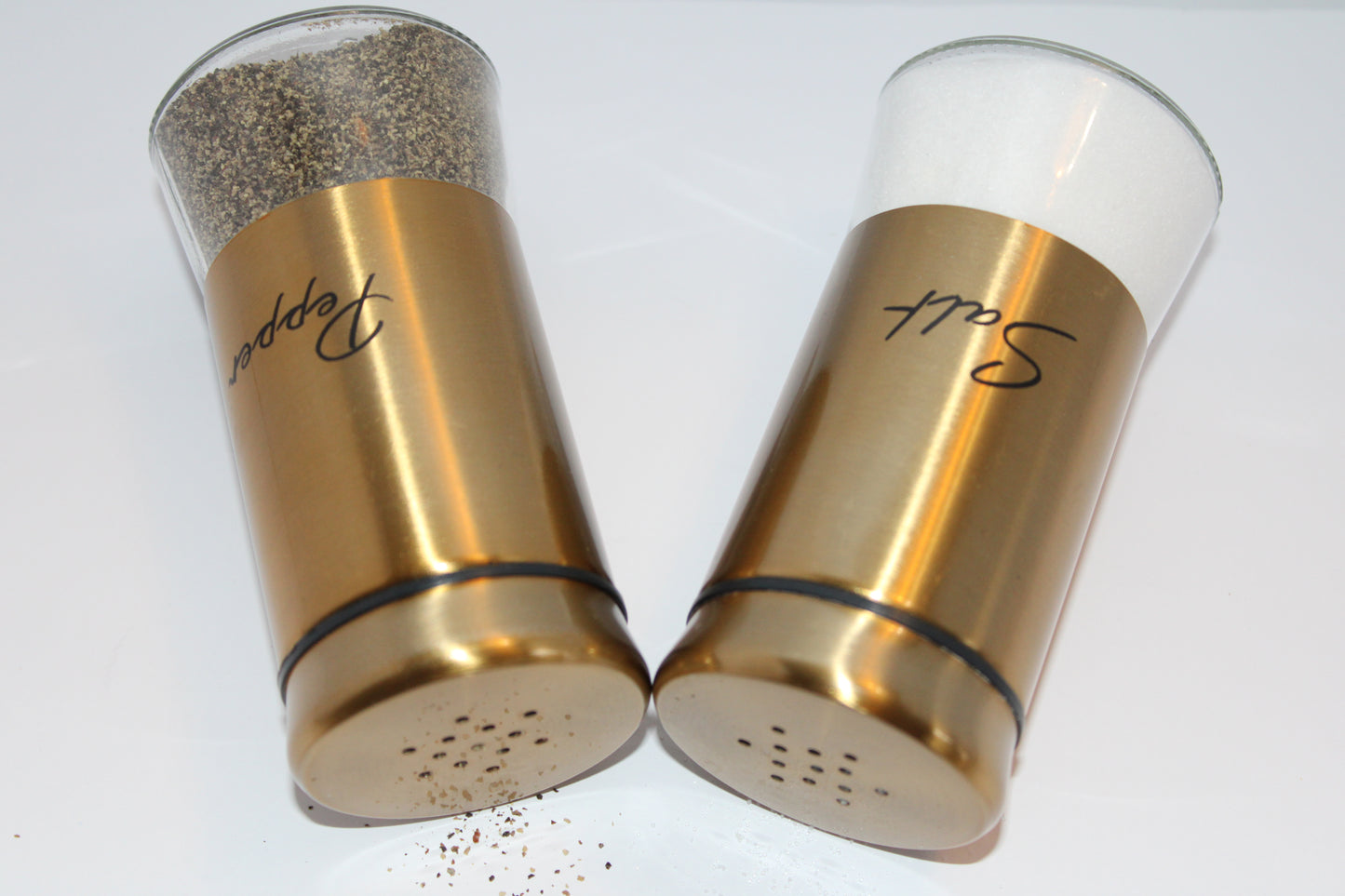 Salt and Pepper Set Gold Elegant Shakers 2Pc