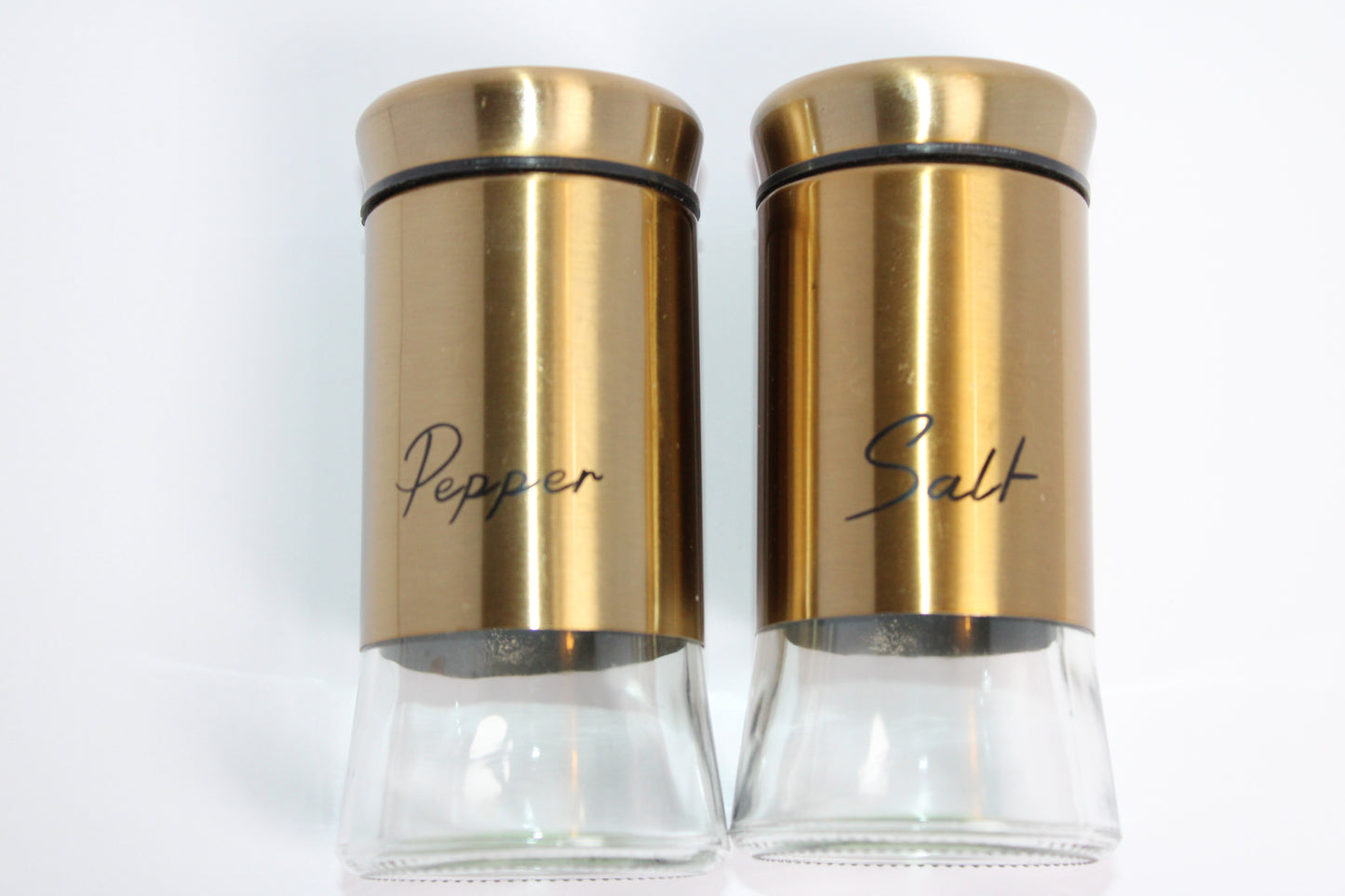 Salt and Pepper Set Gold Elegant Shakers 2Pc