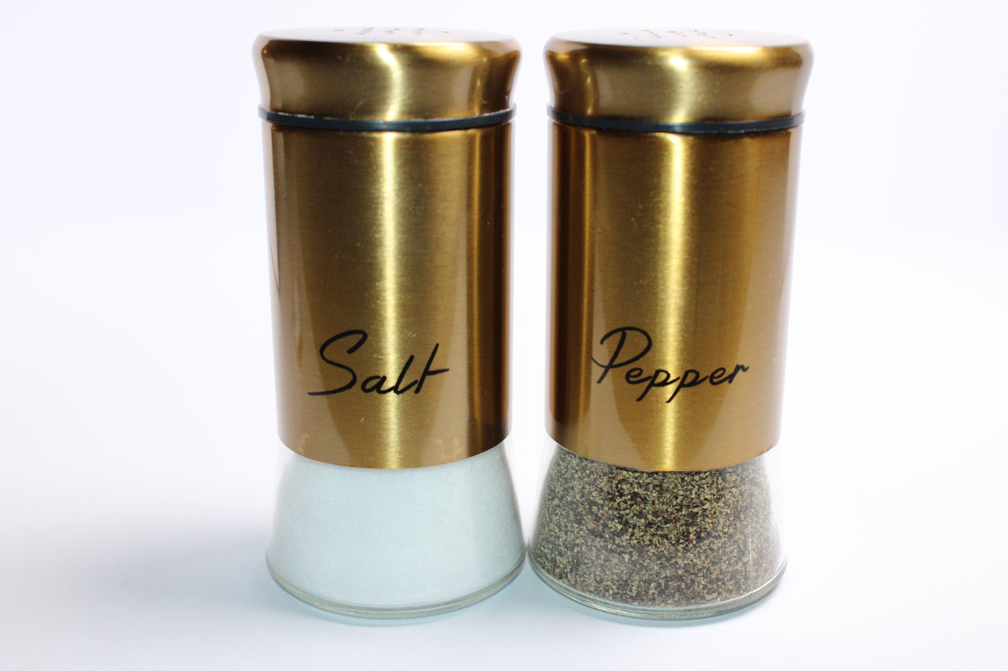Salt and Pepper Set Gold Elegant Shakers 2Pc