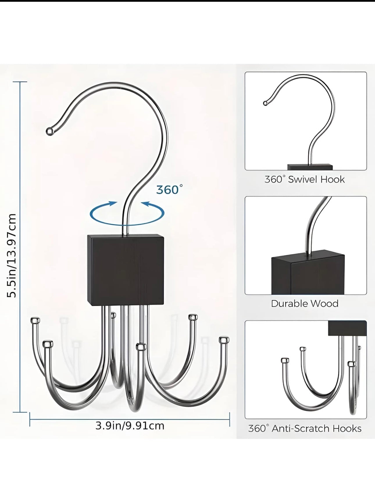 Belt Hanger Rotatable 360° Space Saving Multi-Function Closet Organizer