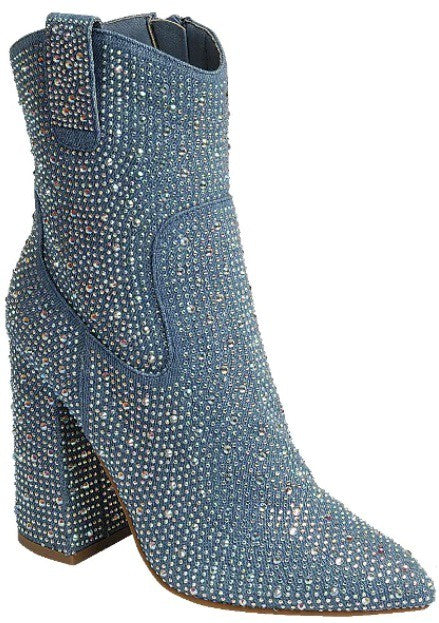 Rhinestone High Heel Booties sparkle your night