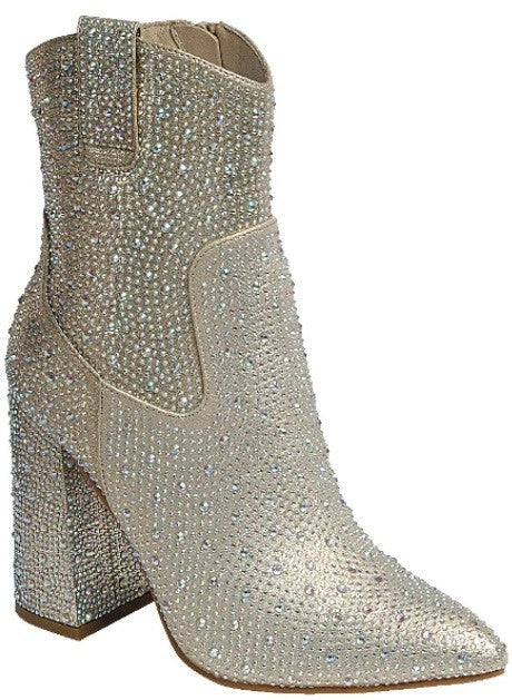 Rhinestone High Heel Booties sparkle your night