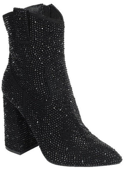 Rhinestone High Heel Booties sparkle your night