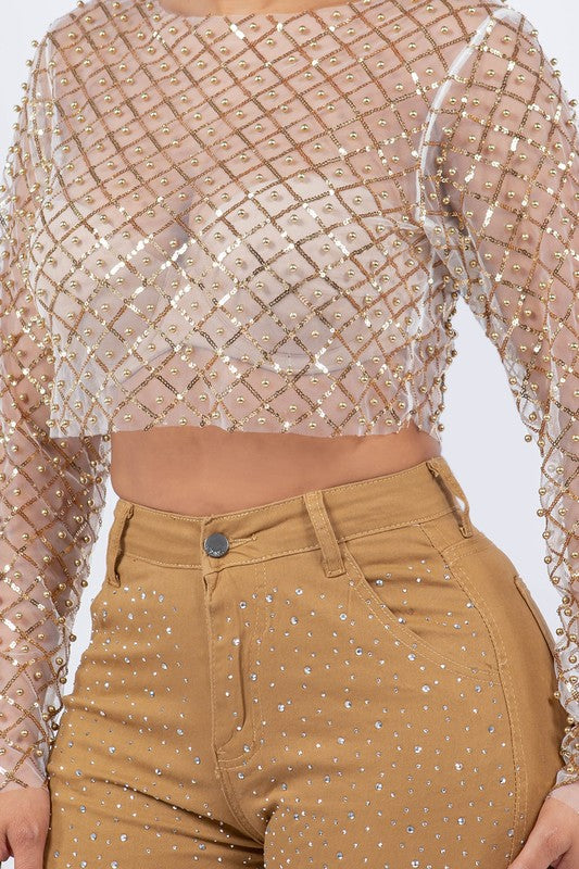 High Rise Rhinestone Jeans