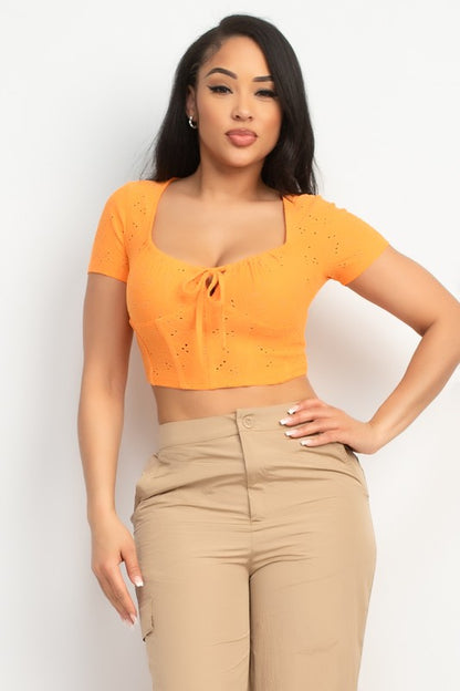 Crop Top Orange Front Tie