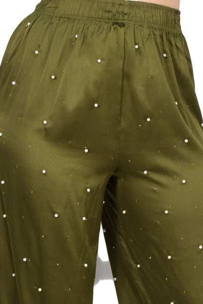Pearl Olive Pants High Stretch Lightweight