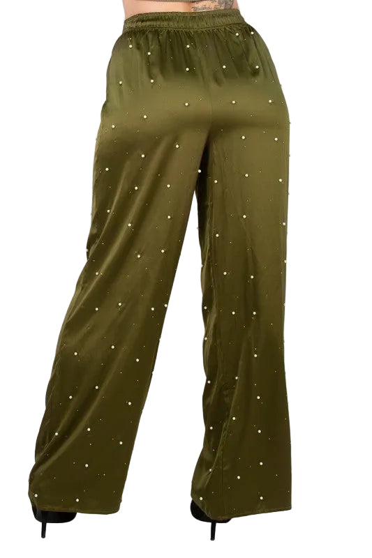 Pearl Olive Pants High Stretch Lightweight