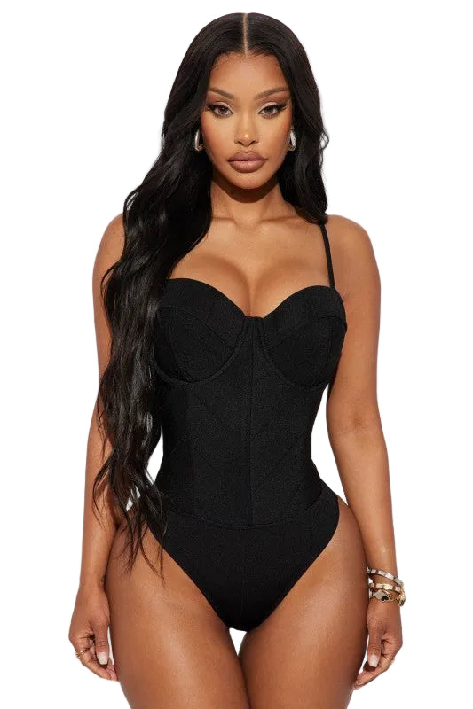 Bodysuit Top High Compression Tummy Control With Back Zipper and Adjustable Straps
