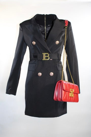 European Blazer Dress Black Women Long Sleeve