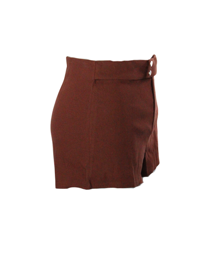 Double Button Mini Shorts Belted Brown
