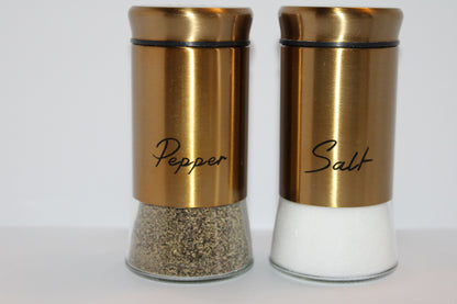 Salt and Pepper Set Gold Elegant Shakers 2Pc