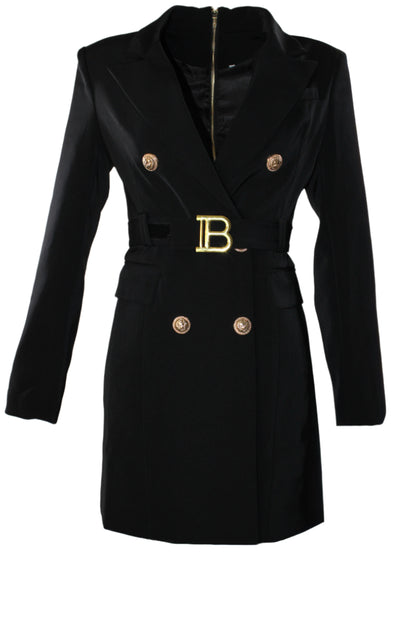 European Blazer Dress Black Women Long Sleeve
