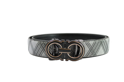 Men's Belt Black Leather No Holes Adjustable Ratchet