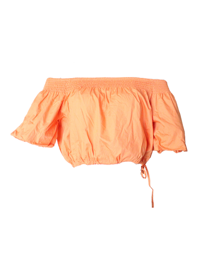Off Shoulder Crop Top With Adjustable Waist Tie High Stretch