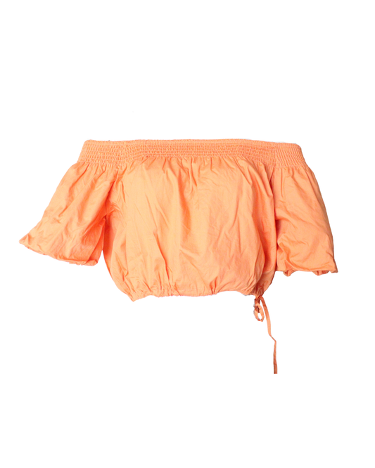 Off Shoulder Crop Top With Adjustable Waist Tie High Stretch