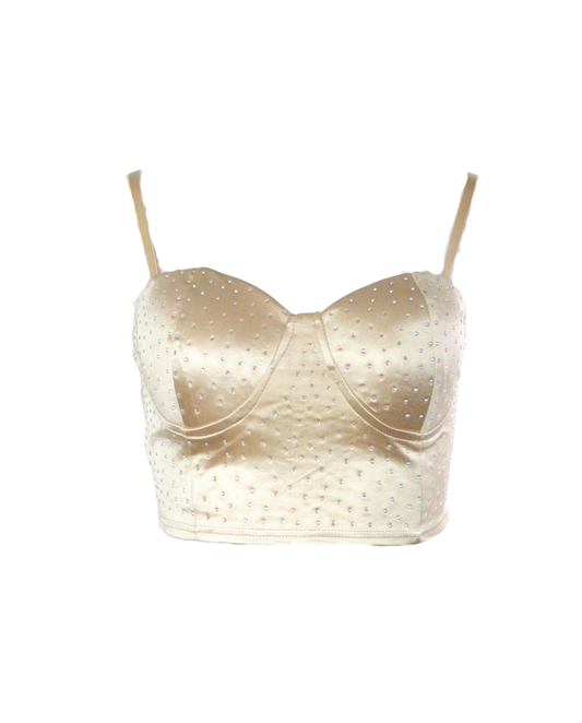 Crop Top Rhinestone With Size Zipper