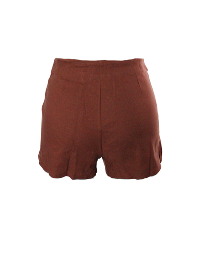 Double Button Mini Shorts Belted Brown