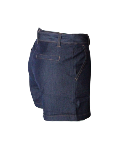 Dark Denim Shorts With Adjustable Belt