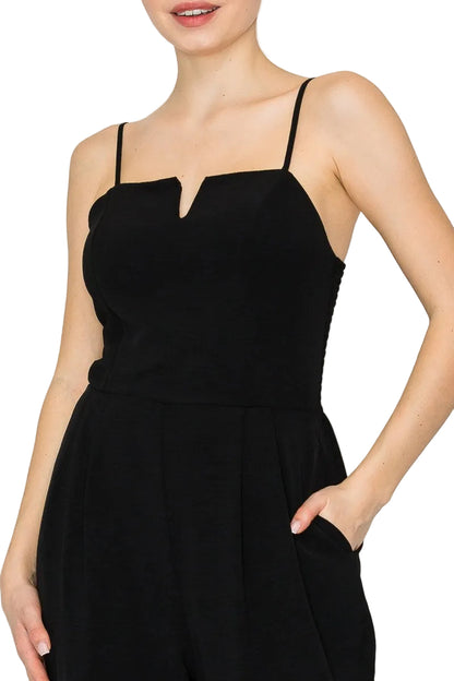 Wide Leg Jumpsuit Black Medium Stretch