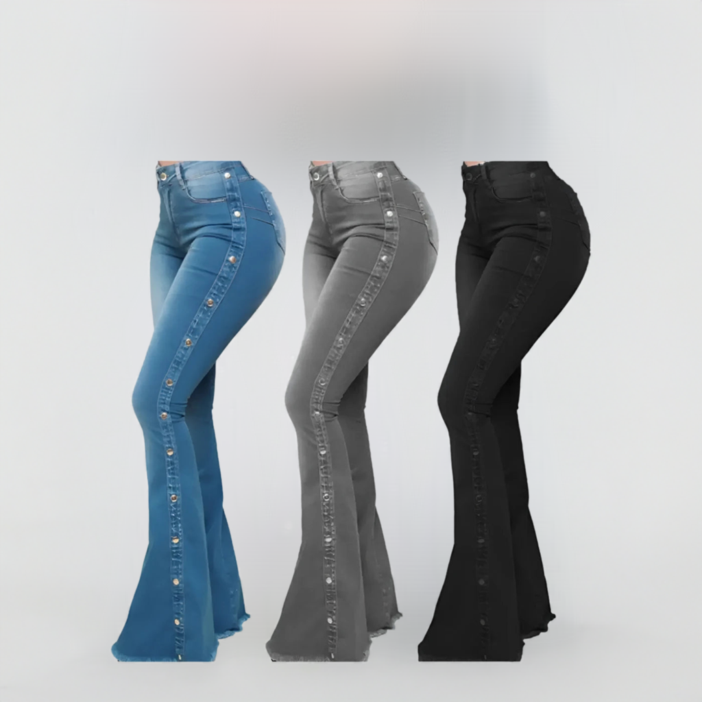 Stylish Flare Jeans Jeans  For Women Wide Leg Flare Denim Trousers